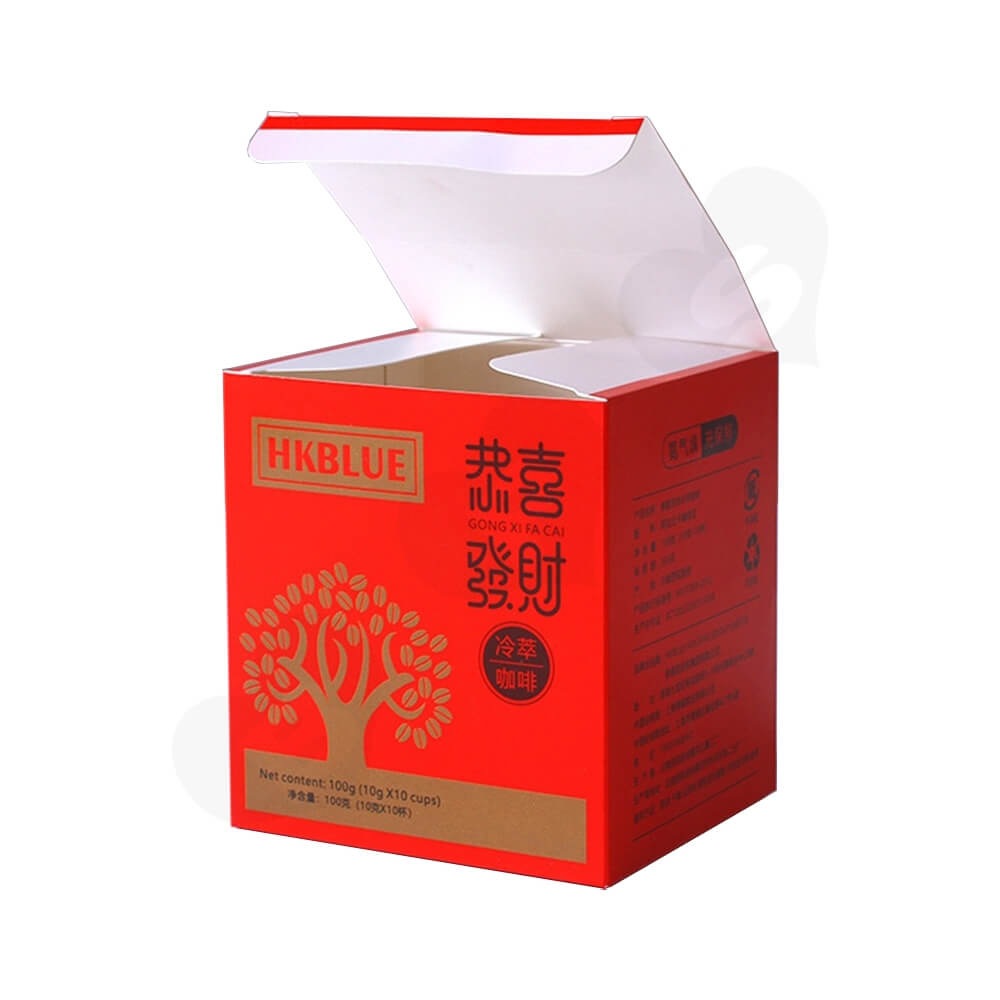 Matte Red Folding Carton For Coffee Powder Side View One