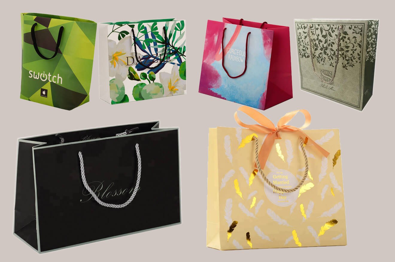Nylon handle custom paper bags