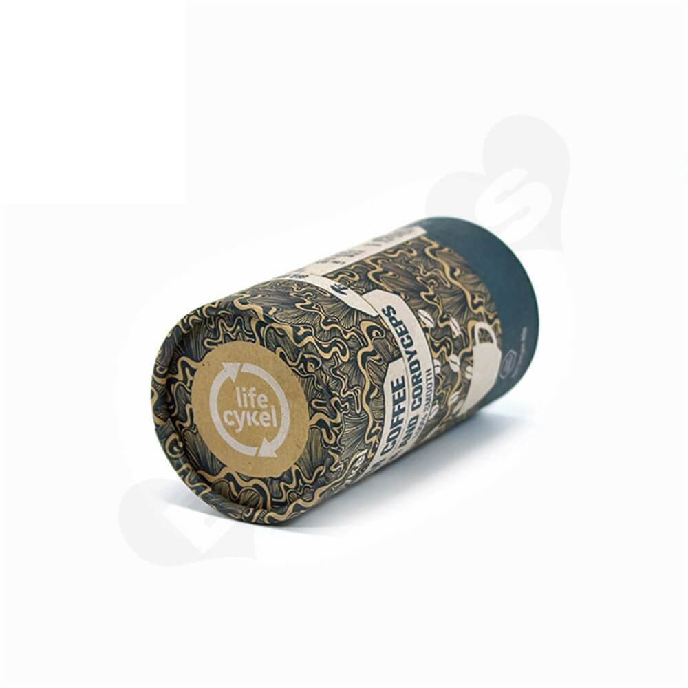 Printed Cardboard Cylinder Box For Coffee Powder Side View Five