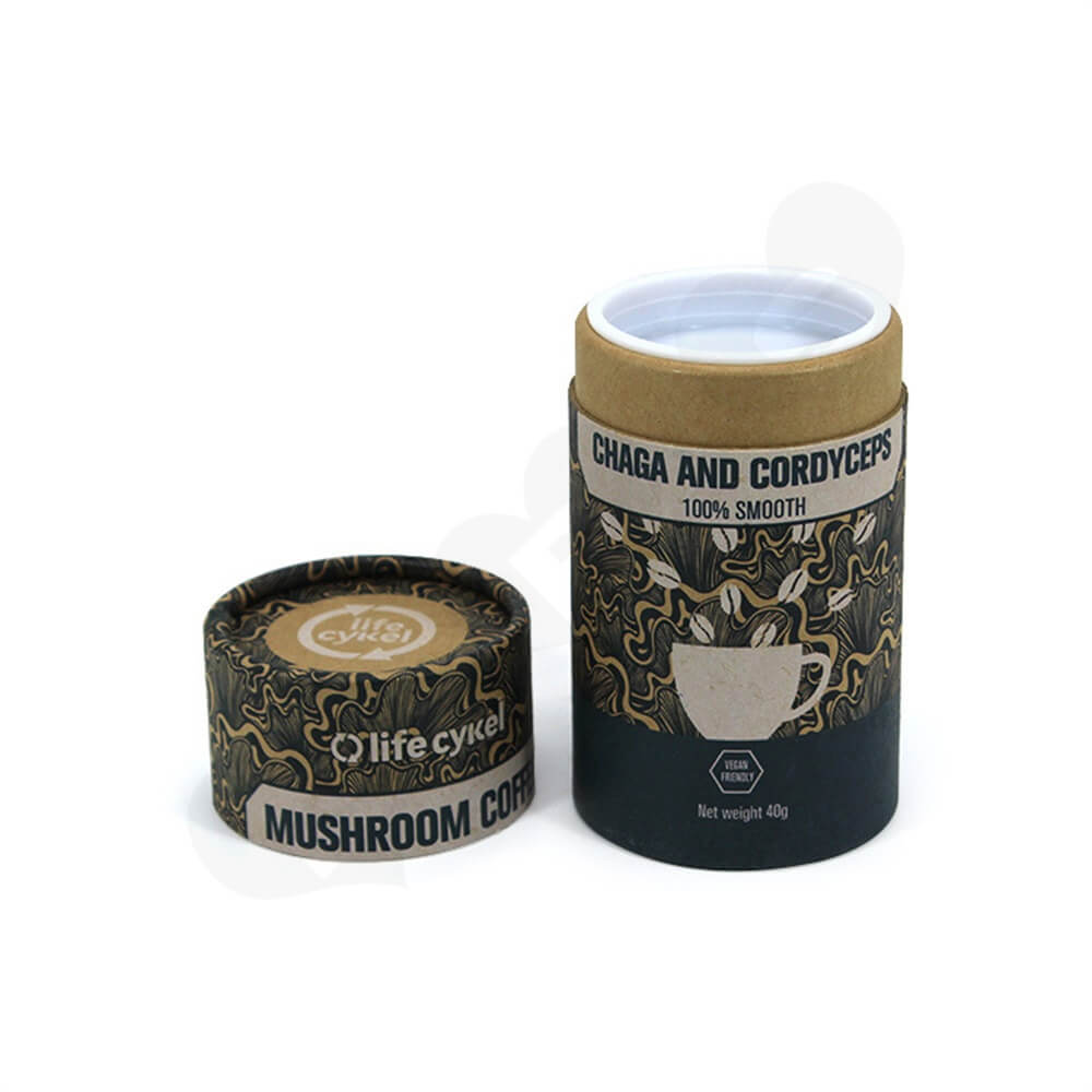 Printed Cardboard Cylinder Box For Coffee Powder Side View One