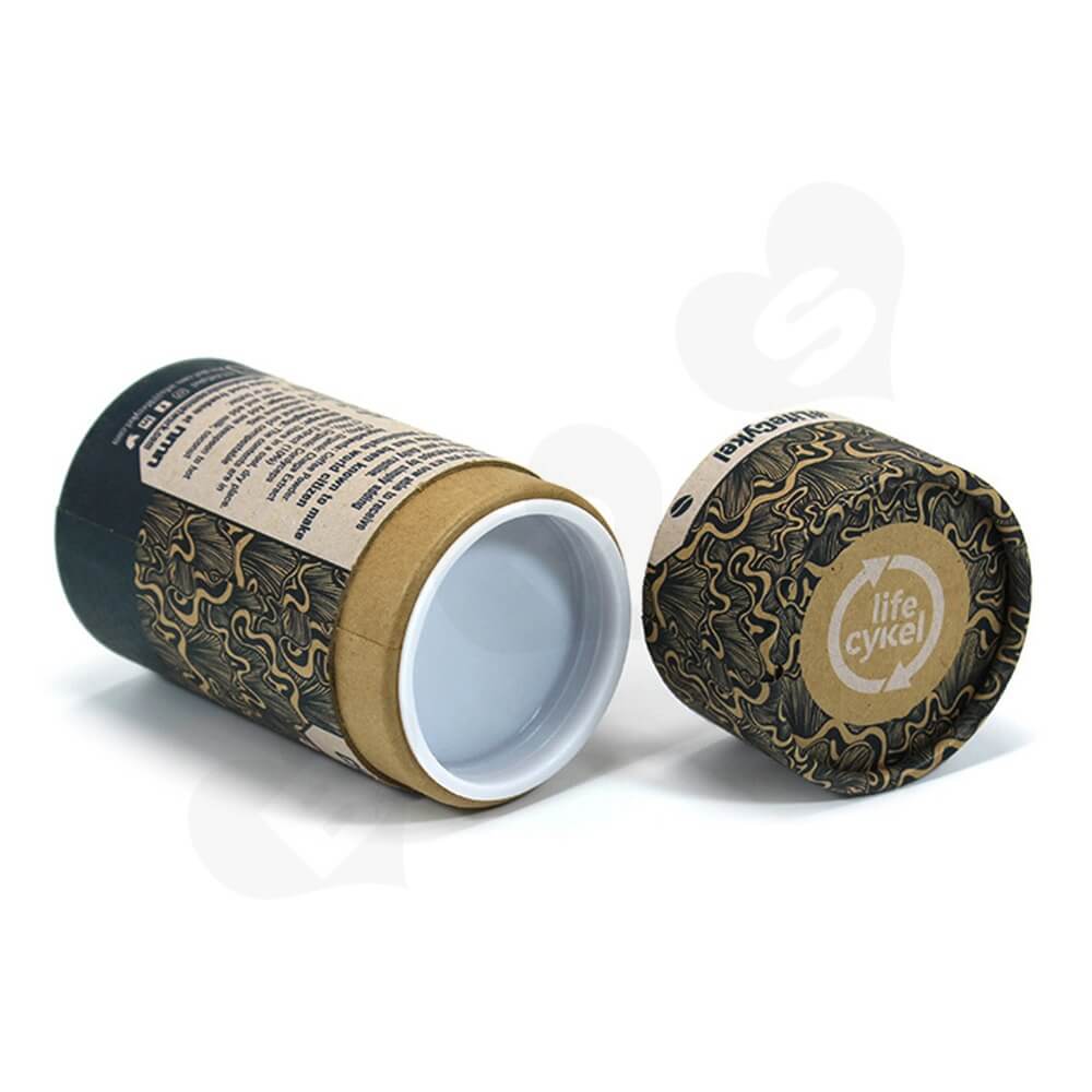 Printed Cardboard Cylinder Box For Coffee Powder Side View Three