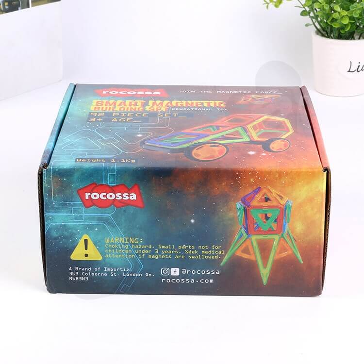 Printed Corrugated Mailer Box For Magnetic Building Set side view four