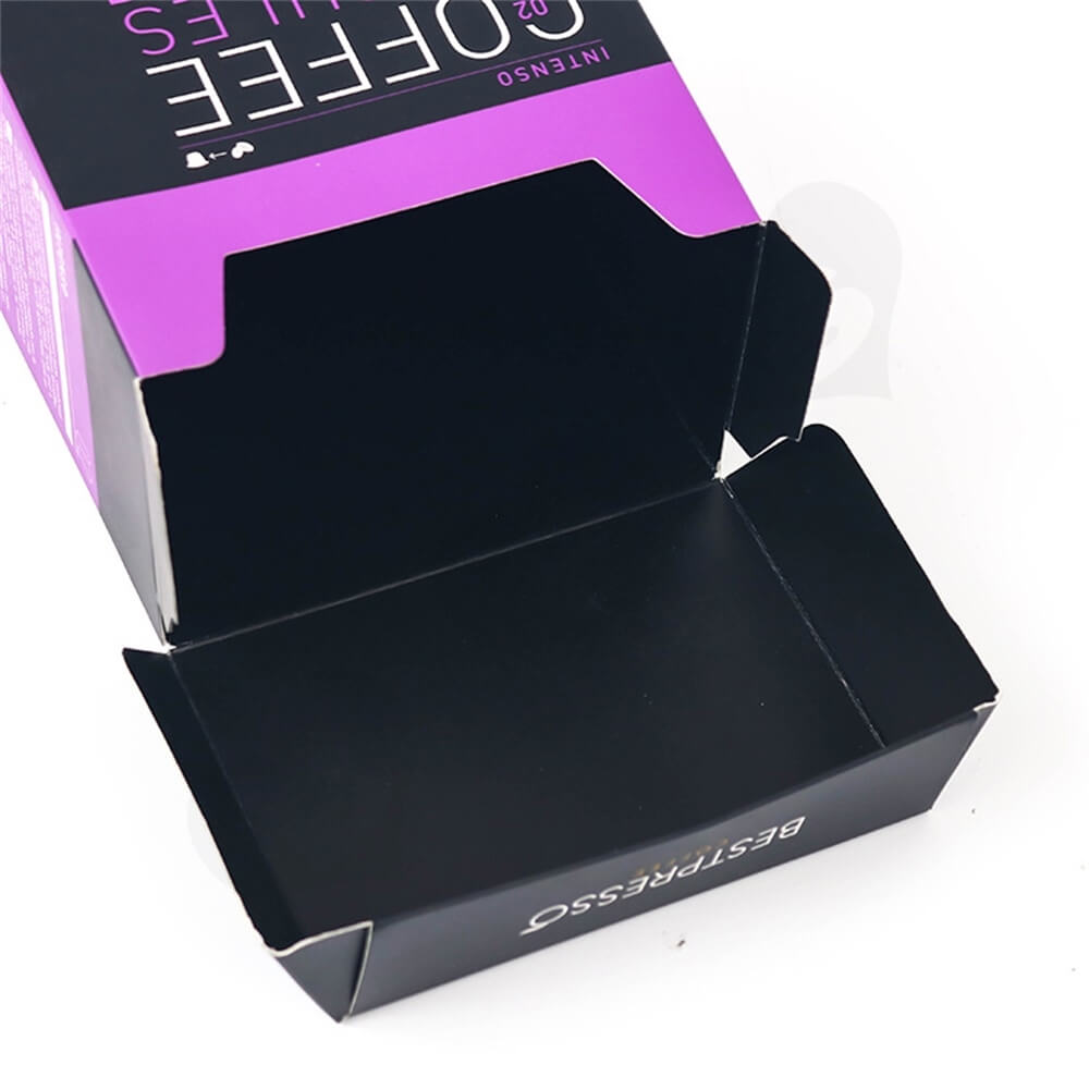 Printed Hinged Lid Folding Carton For Espresso Capsule Side View Three