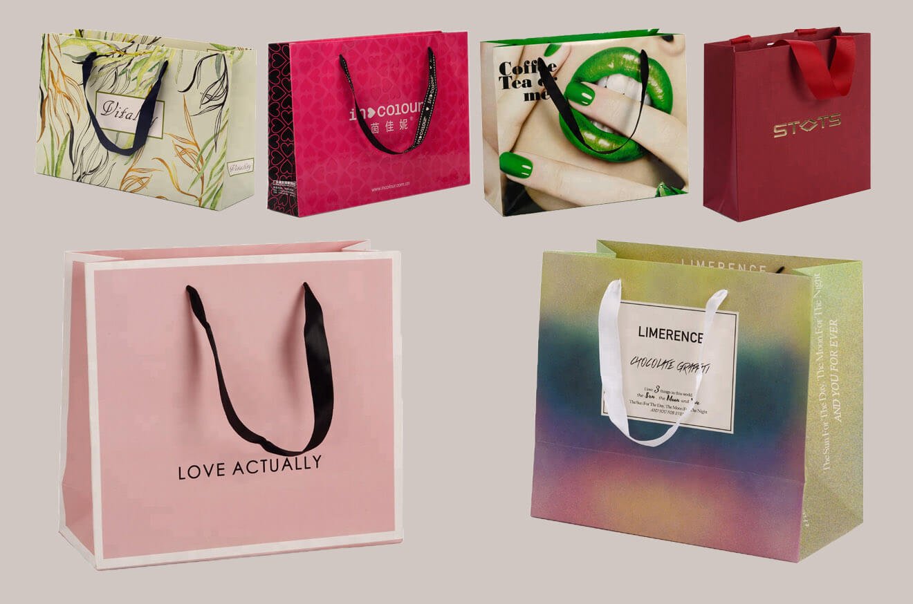 Silk Handle Paper Bags Custom Printed