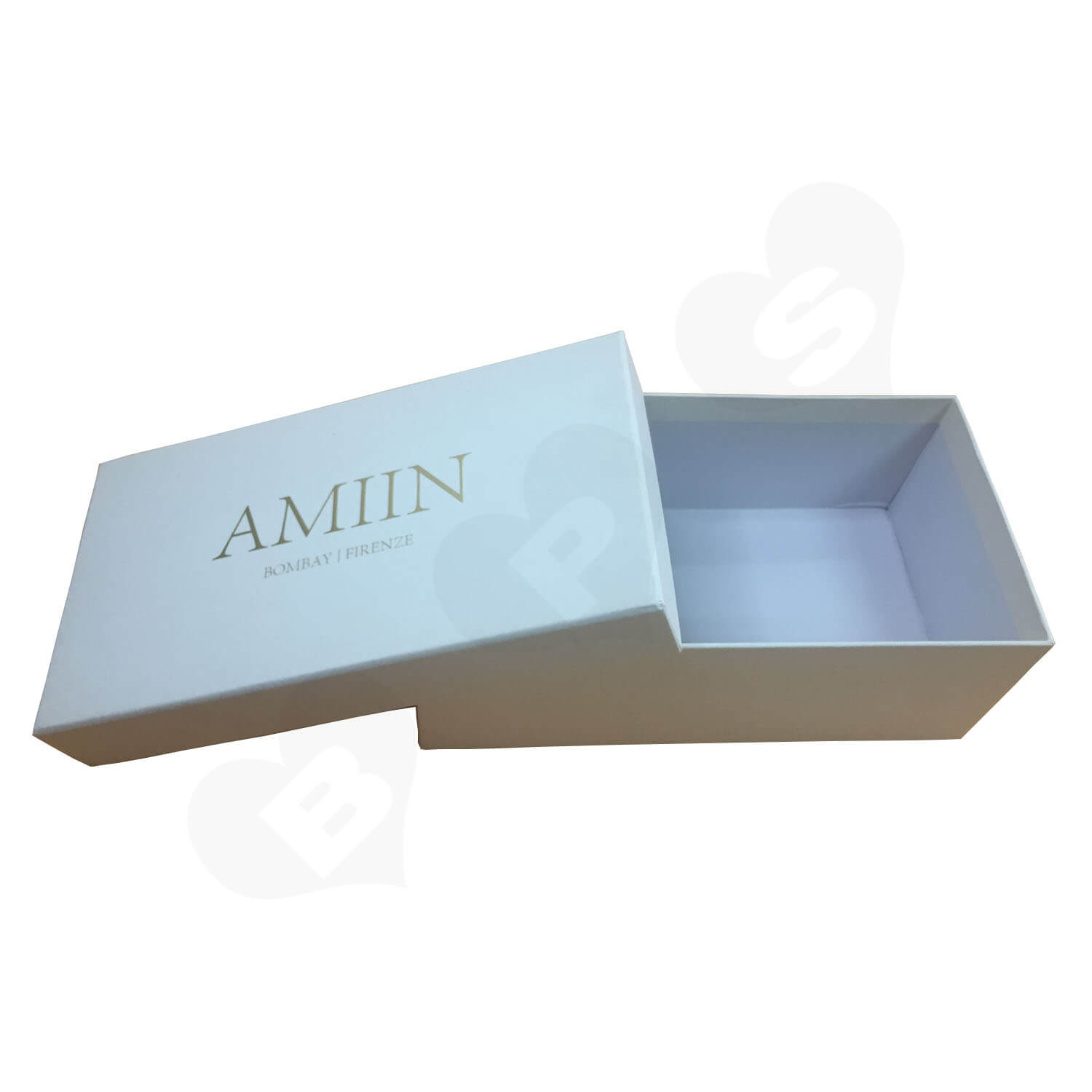 Specialty Paper Gold Foil Logo Stamped Shoe box Side View 3