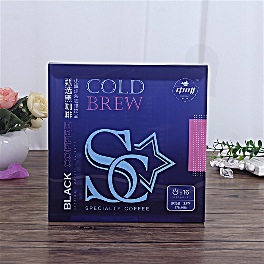 Spot UV Varnished Folding Carton For Cold Brew Coffee Powder Side View Two