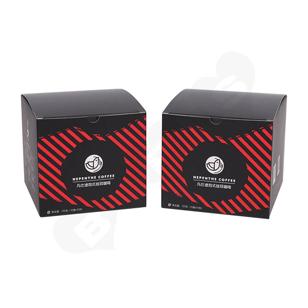 Tuck Top Paper Box For Hanging Ear Coffee Side View One