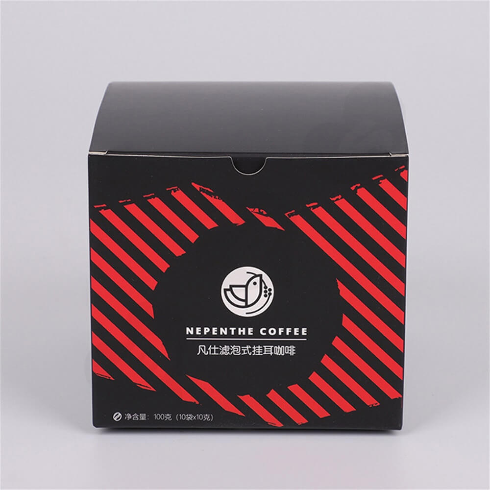 Tuck Top Paper Box For Hanging Ear Coffee Side View Three