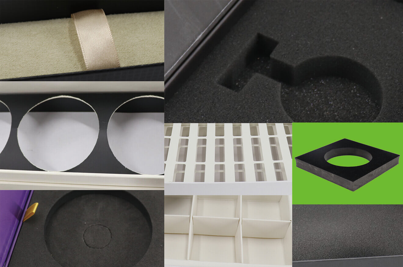 Variety insert options for custom magnetic boxes Variety insert options for custom magnetic boxes