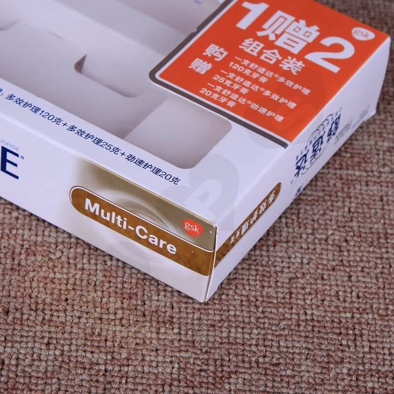 White Cardboard Printed Box For Toothpaste side view four