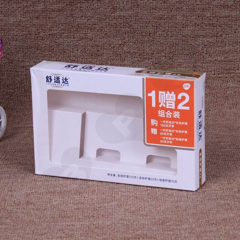 White Cardboard Printed Box For Toothpaste side view one