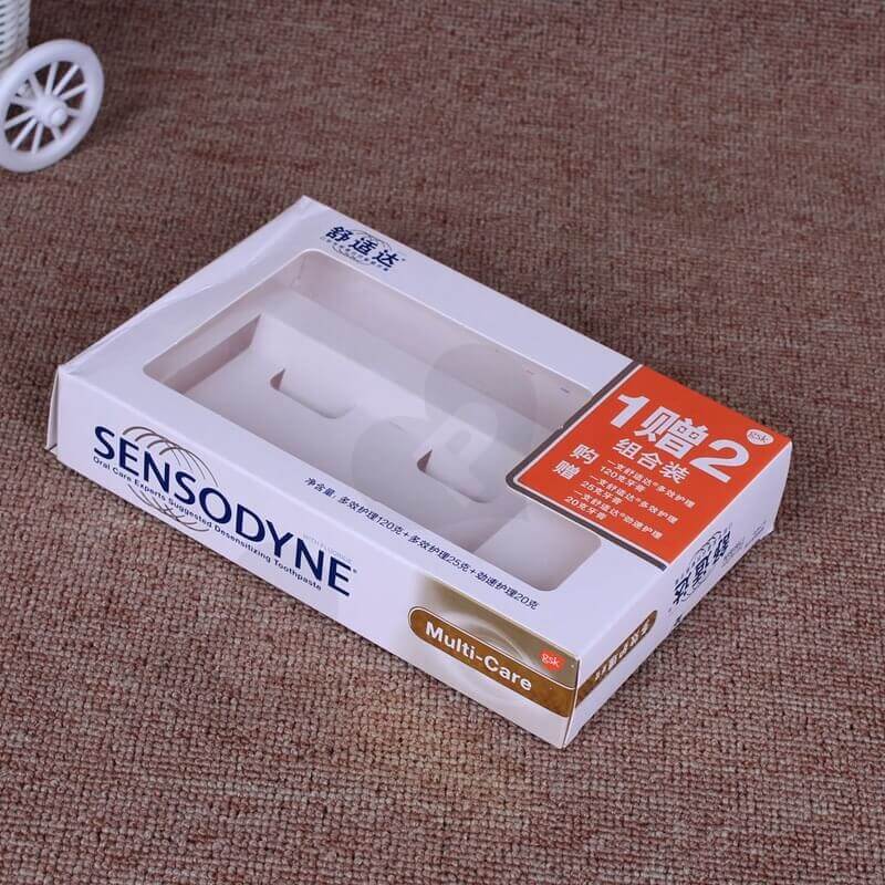 White Cardboard Printed Box For Toothpaste side view three